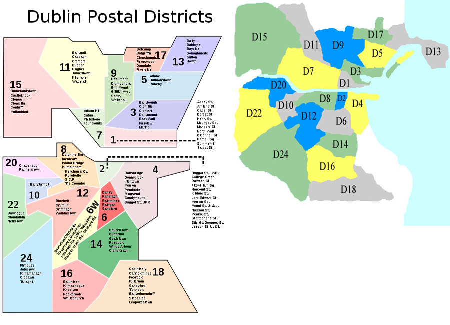  CODIGO POSTAL IRLANDA NUMEROS DE TELEFONO Y MAPA